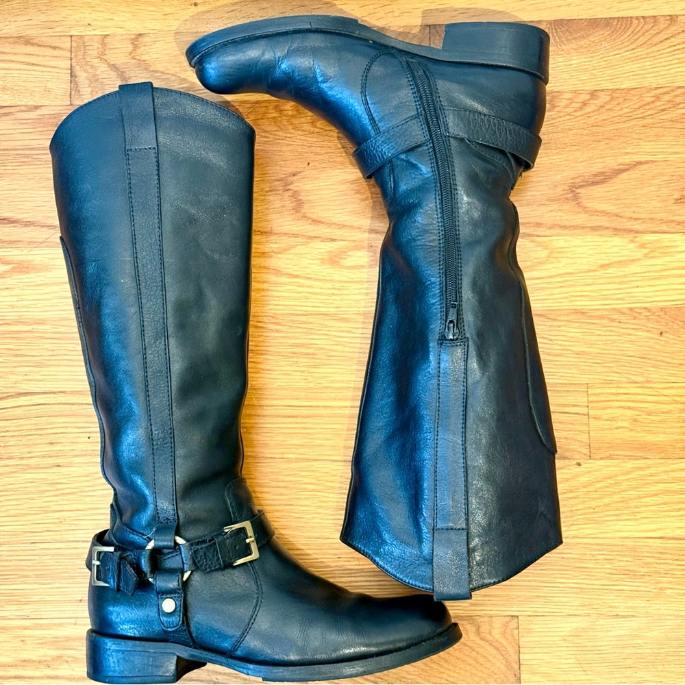 Miz Mooz Women's King Tall Black Leather Riding Boots Size 8